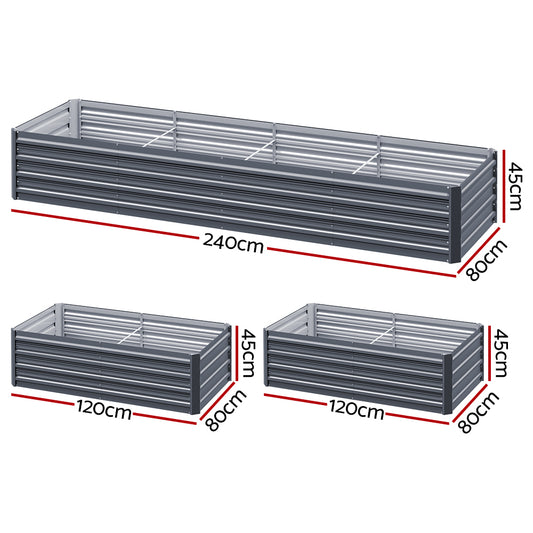 Green Fingers Garden Bed 240X80X45cm Planter Box Raised Container Galvanised Herb