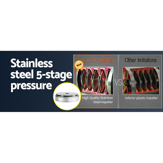 Giantz Garden Water Pump High Pressure 2000W 5-Stage Tank Irrigation Yellow