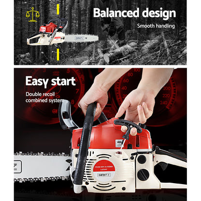 Giantz Chainsaw Petrol 75CC 18" Bar Commercial E-Start Pruning Chain Saw